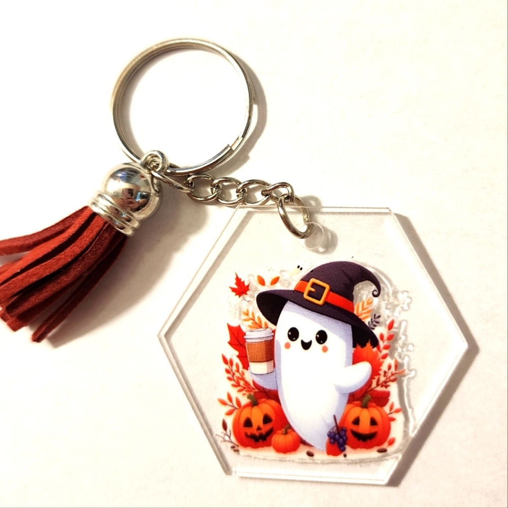 Halloween Ghost Keychain with Tassel